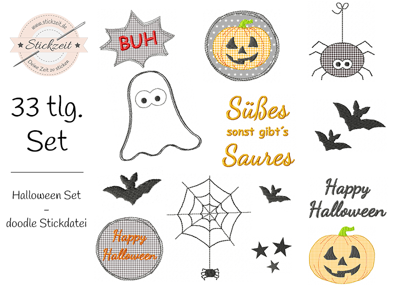 Halloween Set - doodle Stickdatei